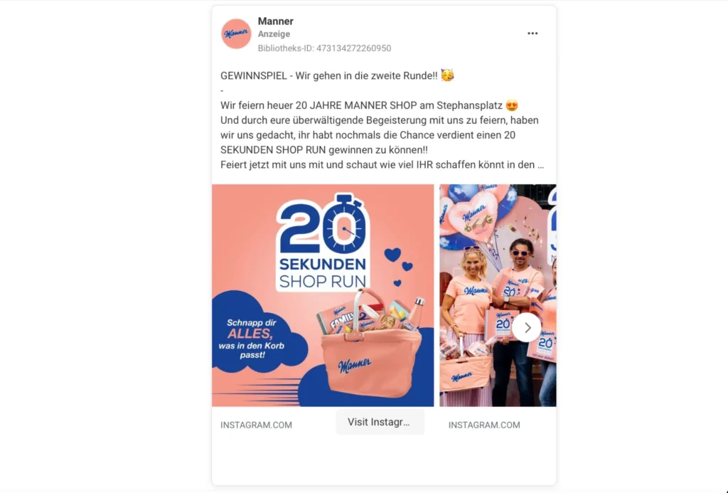 Beispiel von Meta Ads im Karussell-Format 