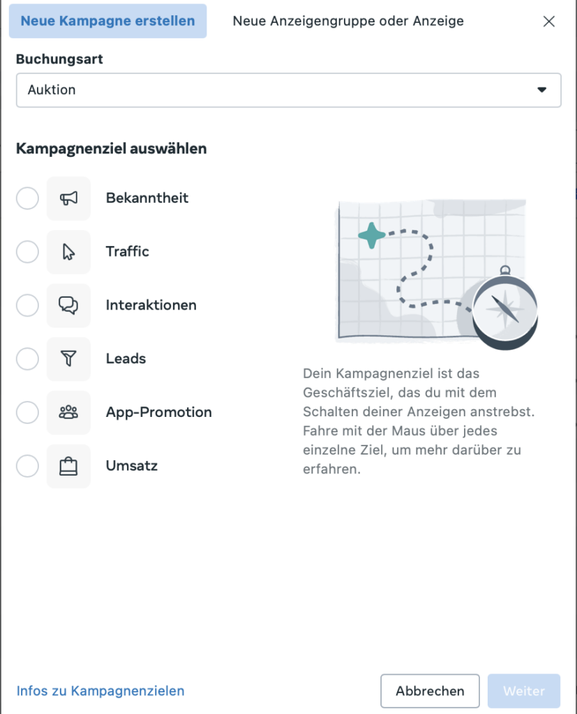 Die Werbeziele im Meta Ads Manager